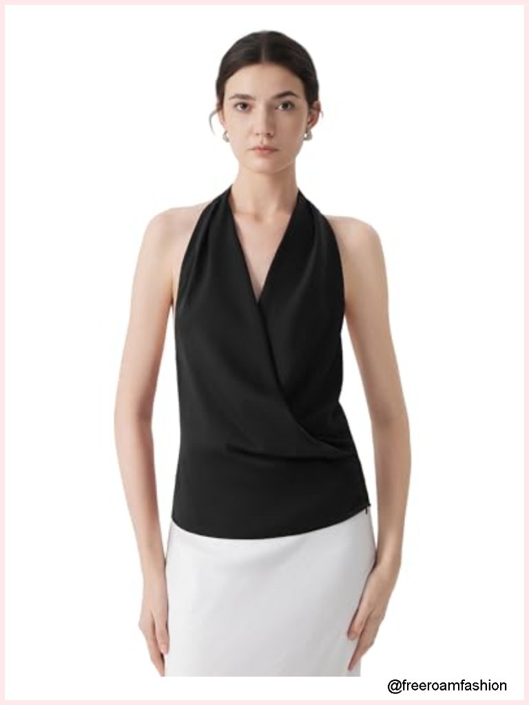 Silk Satin Backless Halter Neck Tank Top Summer Sleeveless Shirt